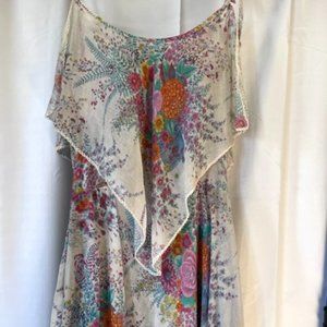 Vintage 1970's Trolley Car Dress || Boho Cotton Tiered Maxi Dress